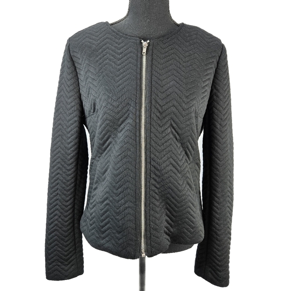 DIVIDED BY H&M Black Quilted Full Zip Blazer Size 12 - Picture 1 of 8